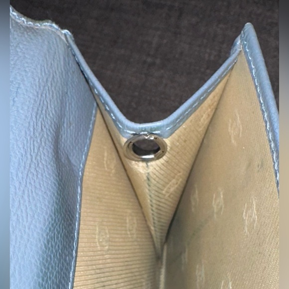 Chanel CC button long flap wallet with chain in blue grey - Picture 6 of 10